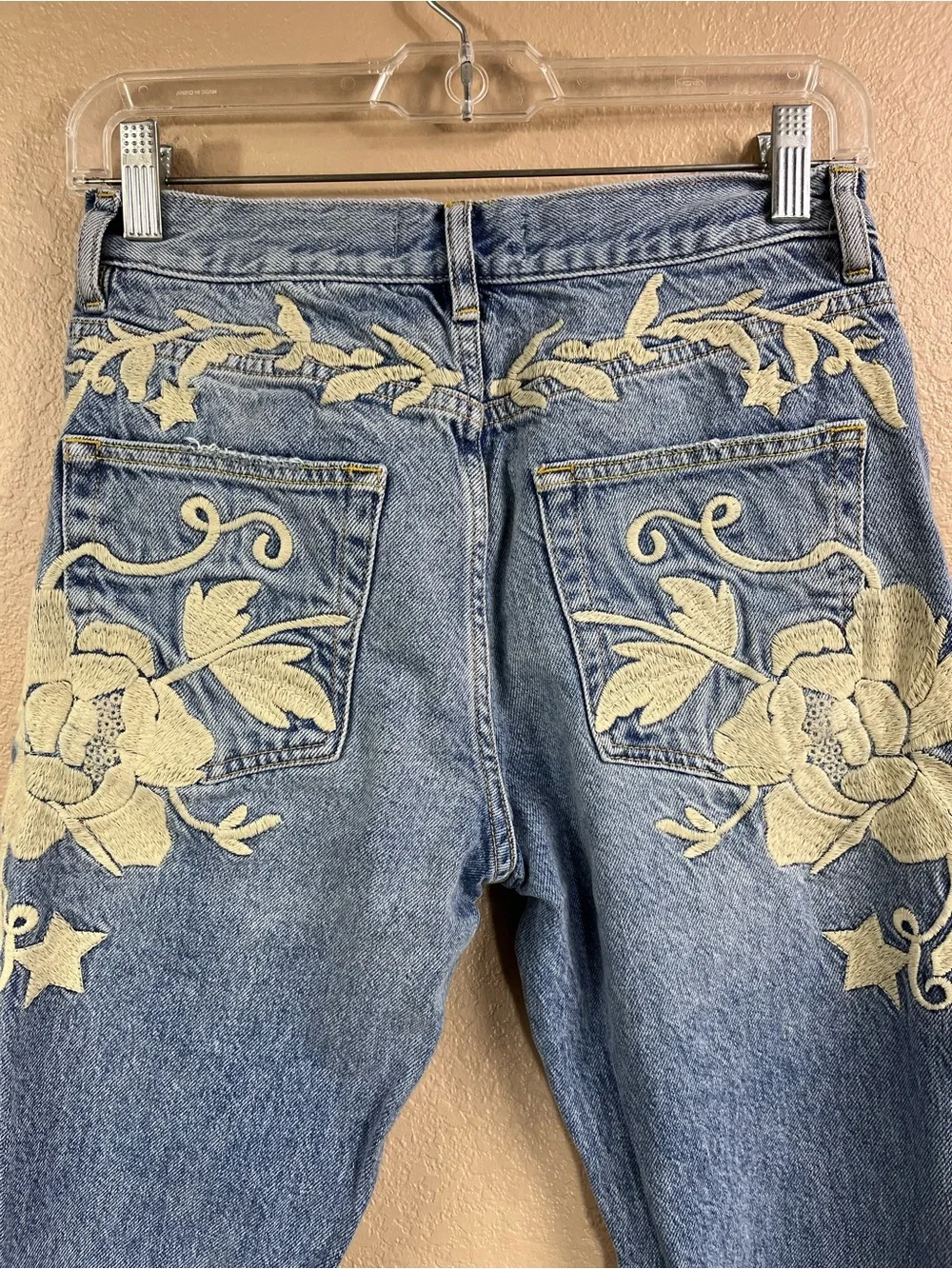 We the Free Bren distressed embroidered boyfriend jeans.